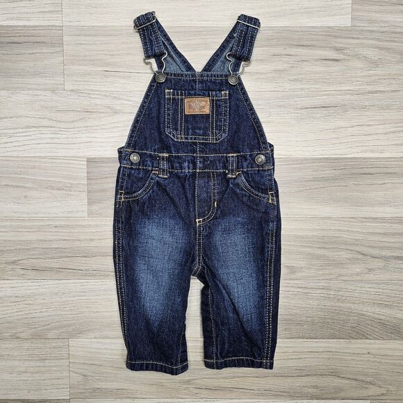 CARTER'S Baby Boy Dark Wash Snap Overalls Coveralls 6 Months - Picture 1 of 5